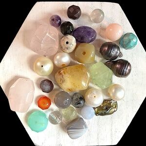 Loose Bright Gemstone and Pearl Bead Estate Jewelry Lot 50 grams